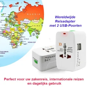 Wereldwijde Reisadapter met 2 USB-Poorten