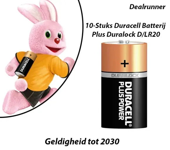 10-Stuks Duracell Batterij Plus Duralock D/LR20
