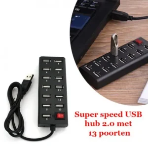 Super Speed USB Hub 2.0 met 13 Poorten