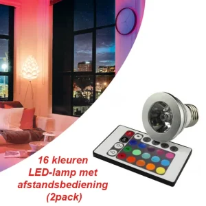 16 kleuren LED-lamp met afstandsbediening (2pack)