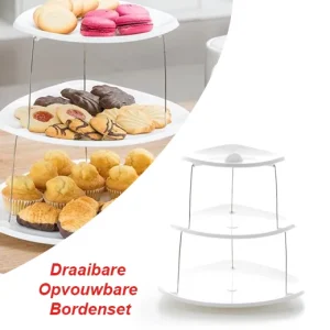 Ideaal Draaibare Opvouwbare Bordenset voor een perfect High Tea