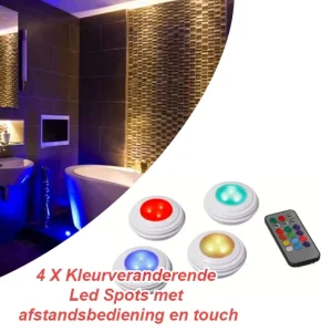 4 X Kleurveranderende Led Spots met afstandsbediening en touch