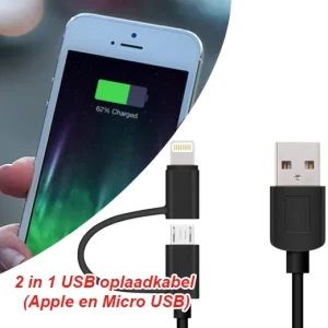 2 in 1 USB oplaadkabel (Apple en Micro USB)