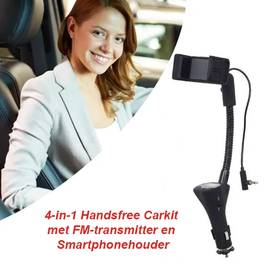 Handige 4-in-1 handsfree carkit met LCD display