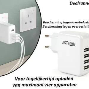 Universele 4-Poorts USB Reisoplader