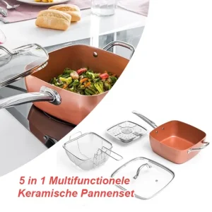 5 in 1 Multifunctionele Keramische Pannenset (4 delig)