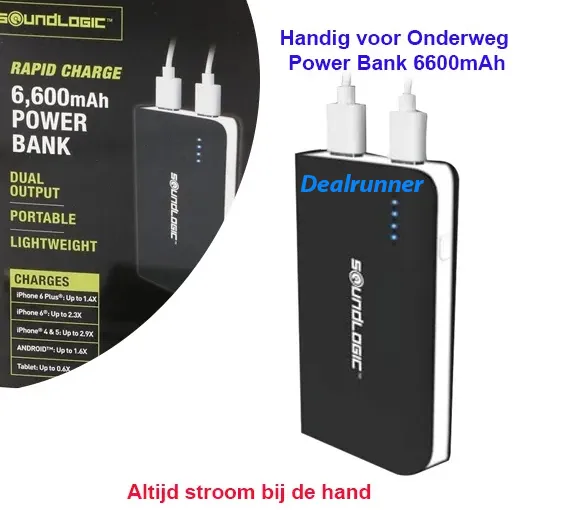 Handig voor Onderweg Power Bank 6600mAh