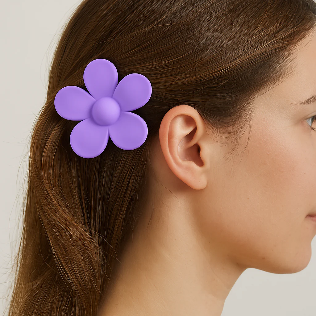 Paarse bloem haarklem - Afbeelding 4