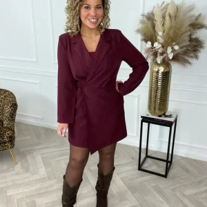 Elegance Wrap Blazer Dress - Bordeaux