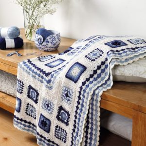 Haakpatroon - Delfts blauwe granny deken