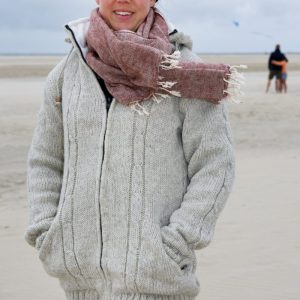 Schapenwollen vest coat zandkleur/ecru