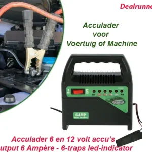 Acculader voor Voertuig of Machine 6V & 12V – Veilig & Snel Opladen