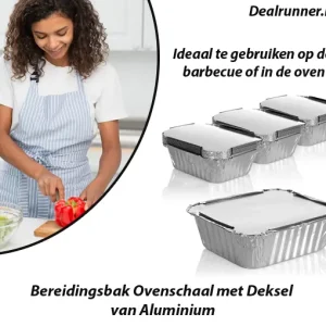 12 Stuks Bereidingsbak Ovenschaal met Deksel van Aluminium
