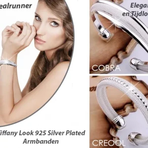 Tiffany Look 925 Silver Plated Armbanden in 2 Modellen