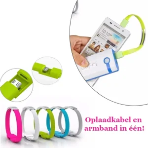 Oplaadkabel en armband in één! (iPhone, Samsung, HTC)