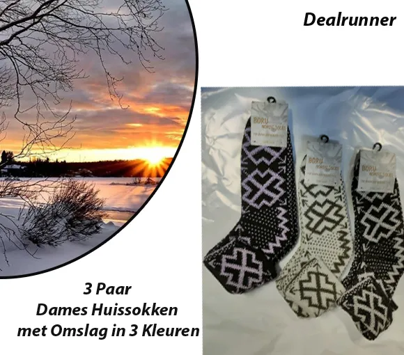 3 Paar Dames Huissokken met Omslag in 3 Kleuren - Afbeelding 4