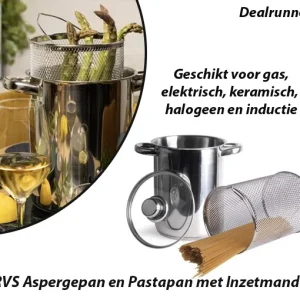 RVS Aspergepan en Pastapan met Inzetmand