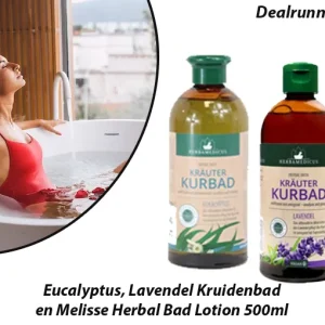 3-Flessen Eucalyptus, Lavendel Kruidenbad en Melisse Herbal Bad Lotion