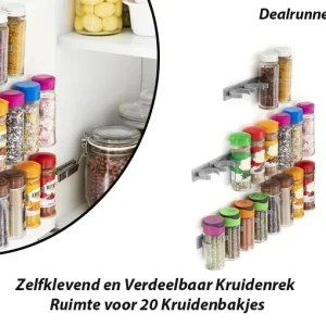 Zelfklevend en Verdeelbaar Kruidenrek Ruimte voor 20 Kruidenbakjes