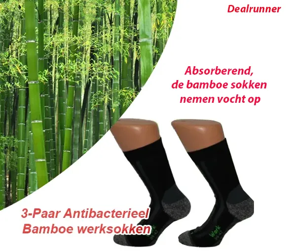 3-Paar Antibacterieel Bamboe werksokken - Afbeelding 2