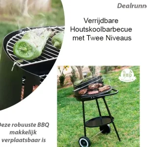Verrijdbare Houtskoolbarbecue met Twee Niveaus