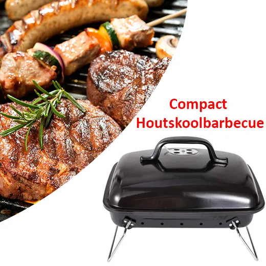 Compact Houtskoolbarbecue 34 x 22,5 x 22 cm – Staal - Afbeelding 2