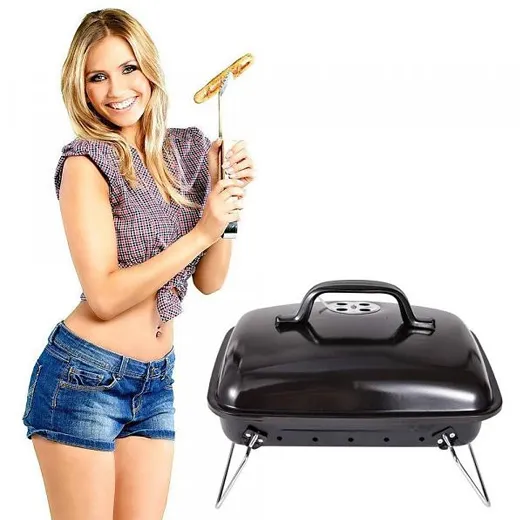 Compact Houtskoolbarbecue 34 x 22,5 x 22 cm – Staal - Afbeelding 4