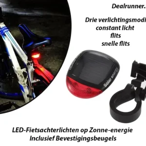 2-Set LED-Fietsachterlichten op Zonne-energie Inclusief Bevestigingsbeugels