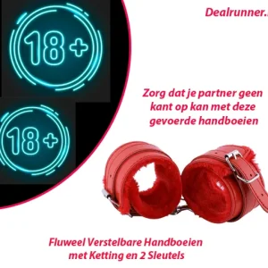 Fluweel Verstelbare Handboeien met Ketting en 2 Sleutels