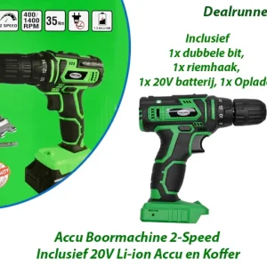 Accu Boormachine 2-Speed Inclusief 20V Li-ion Accu en Koffer