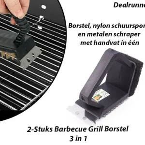 2-Stuks Barbecue Grill Borstel 3 in 1