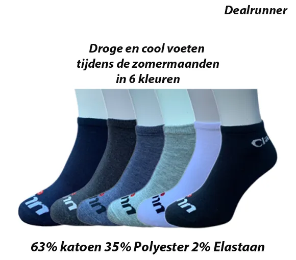 12 Paar Sneaker Enkelsokken Katoen Mix Kleuren met Logo in 2 Maten - Afbeelding 5