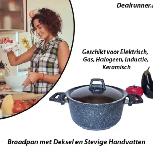 Braadpan met Deksel en Stevige Handvatten 4,4 Liter