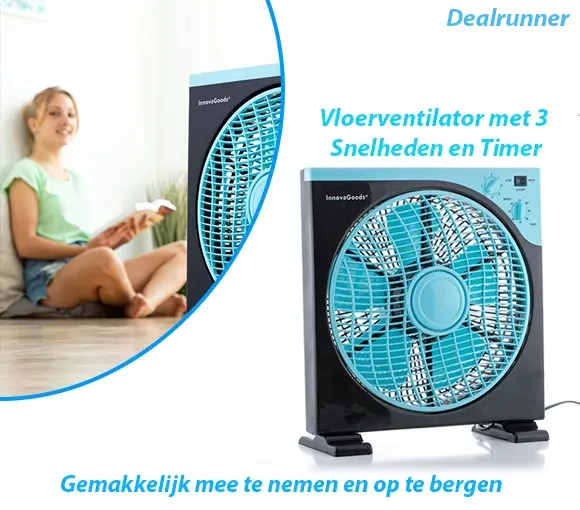 Vloerventilator met 3 Snelheden en Timer