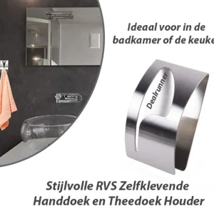 3-Stuks Stijlvolle RVS Zelfklevende Handdoek en Theedoek Houders