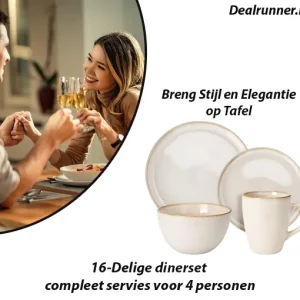 16-Delige Dinerset Compleet Servies voor 4 Personen