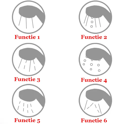 Universele douchkop met 6 standen en 15 cm in doorsnede - Afbeelding 4