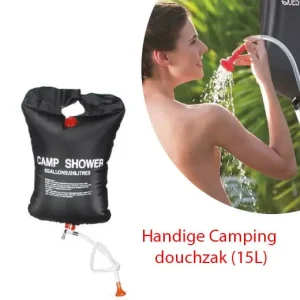 Warme douch op camping met de Camping douchzak (15L)