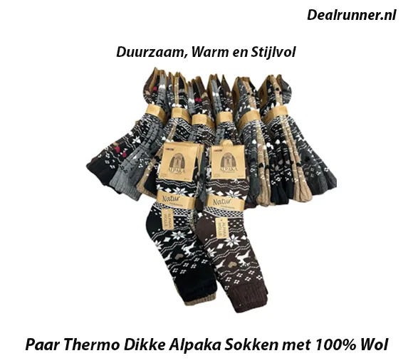 3 Paar Thermo Dikke Alpaka Sokken met 100% Wol - Afbeelding 5