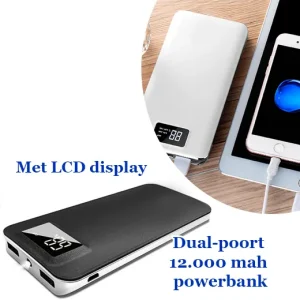 Krachtige dual-poort 12.000 mah powerbank met LCD display