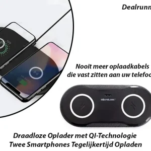 Draadloze Oplader met QI-Technologie Twee Smartphones Tegelijkertijd Opladen