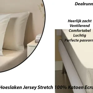 Hoeslaken Jersey Stretch 100% Katoen Ecru