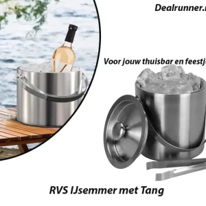 RVS IJsemmer met Tang voor Jouw Thuisbar en Feestjes