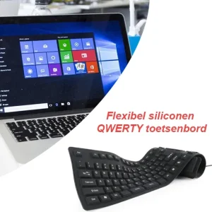 Flexibel siliconen QWERTY toetsenbord, USB & PS/2 zwart