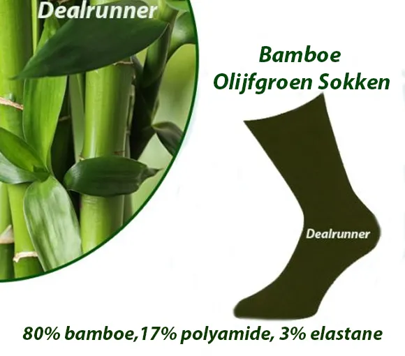 3-Paar Bamboe Olijfgroen Sokken
