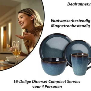 16-Delige Dinerset Compleet Servies voor 4 Personen