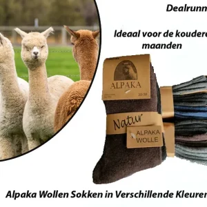 6-Paar Alpaka Dikke Wollen Sokken Mix van Zwart, Grijs en Blauw Kleuren (39-43)