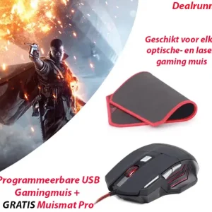Programmeerbare USB Gamingmuis + GRATIS Muismat Pro