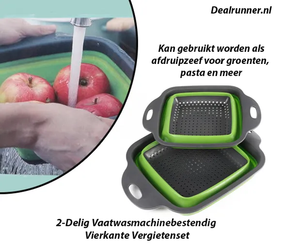 2-Delig Vaatwasmachinebestendig Vierkante Vergietenset - Afbeelding 2