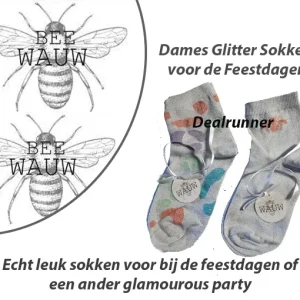 3-Paar Dames Glitter Sokken voor de Feestdagen